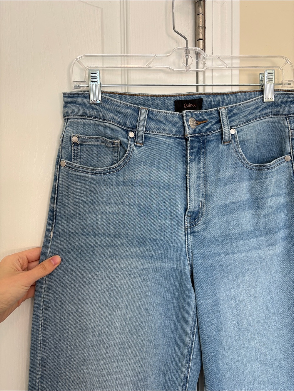 Quince Bella Stretch Wide Leg Jean Frosted Blue Size 28 34 inseam extra long - Picture 6 of 10